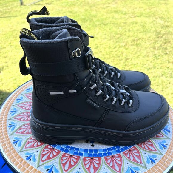 Dr Doc Martens Combs Tech WX Sz Women's 9 / M8 Leather Utility Black Boots NEW - Picture 4 of 10